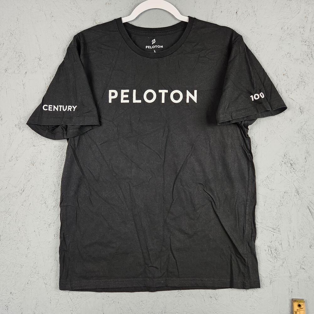 Peloton Shirt Mens Large Black Century 100 Graphic Logo Lightweight Workout Gym